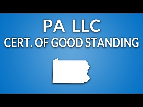 Pennsylvania LLC - Certificate of Good Standing