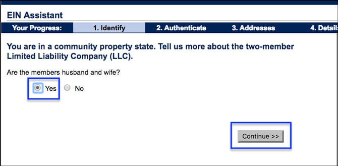 Apply for EIN LLC Online Husband and Wife