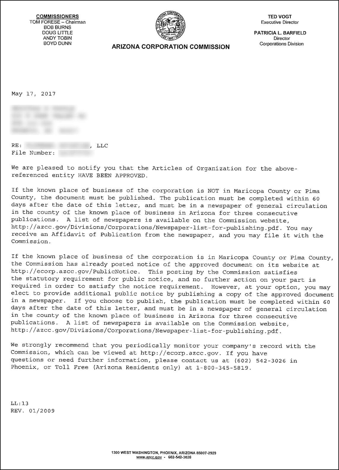 Arizona LLC Publication Requirements (for Maricopa & Pima County)