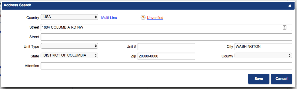 District of Columbia LLC FR-500 Address Validation