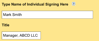 Florida LLC Annual Report signature block for parent company