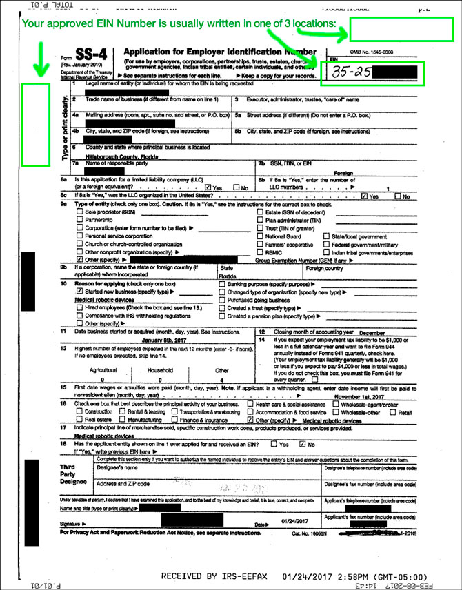 SS-4 EIN Approval Foreigner without SSN or ITIN