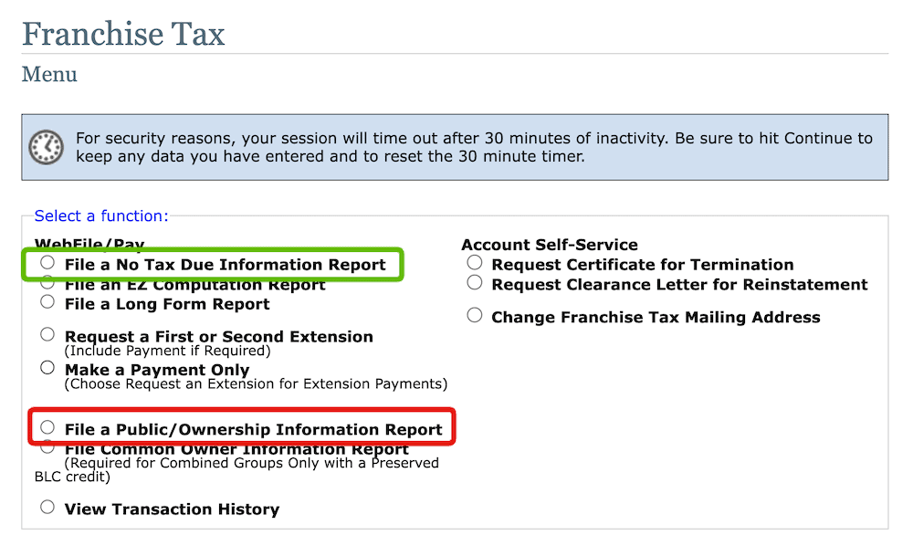 Texas LLC Franchise Tax No Tax Due Public Information Report