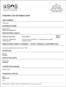 How to file Certificate of Formation for Washington LLC?