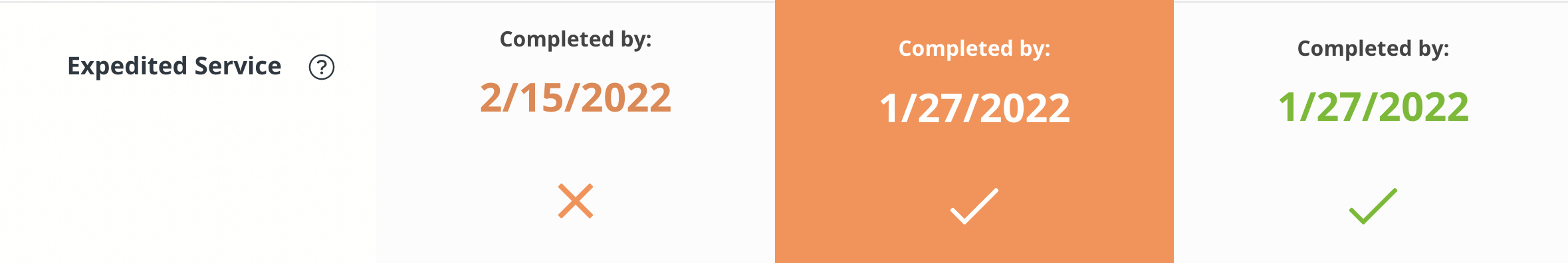 Active Filings shows you the estimated date for your filing during the check-out process.