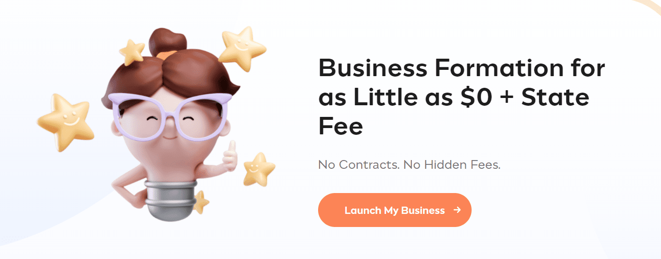 IncFile offers business formation for as little as $0 plus the state fee