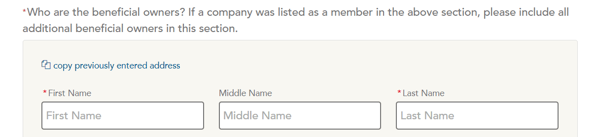 Incorporate.com's formation process requires you to list beneficial owners.