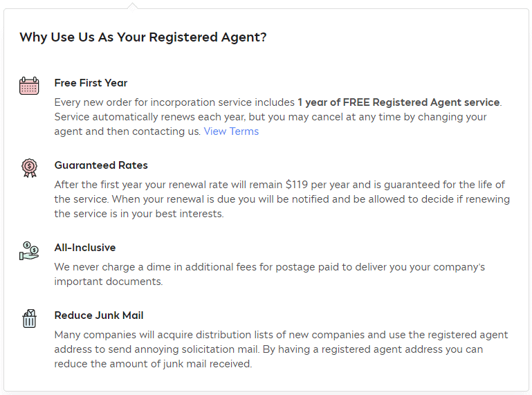 MaxFilings also offers a Registered Agent Service.