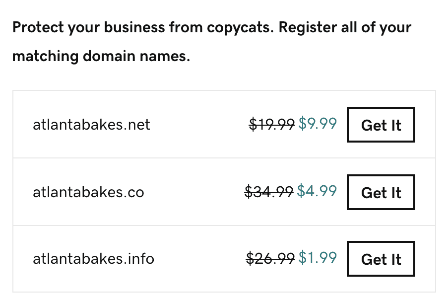 GoDaddy: Register similar business domain names