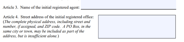 You enter your Registered Agent name and Registered Office address in Articles 3 and 4 on the Wisconsin LLC mail filing.